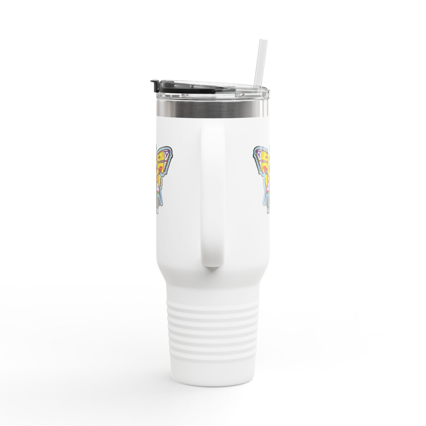 Butterfly Insulated Travel Mug – 40oz Stainless Steel Tumbler with Straw & Bold Symbol