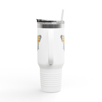 Butterfly Insulated Travel Mug – 40oz Stainless Steel Tumbler with Straw & Bold Symbol