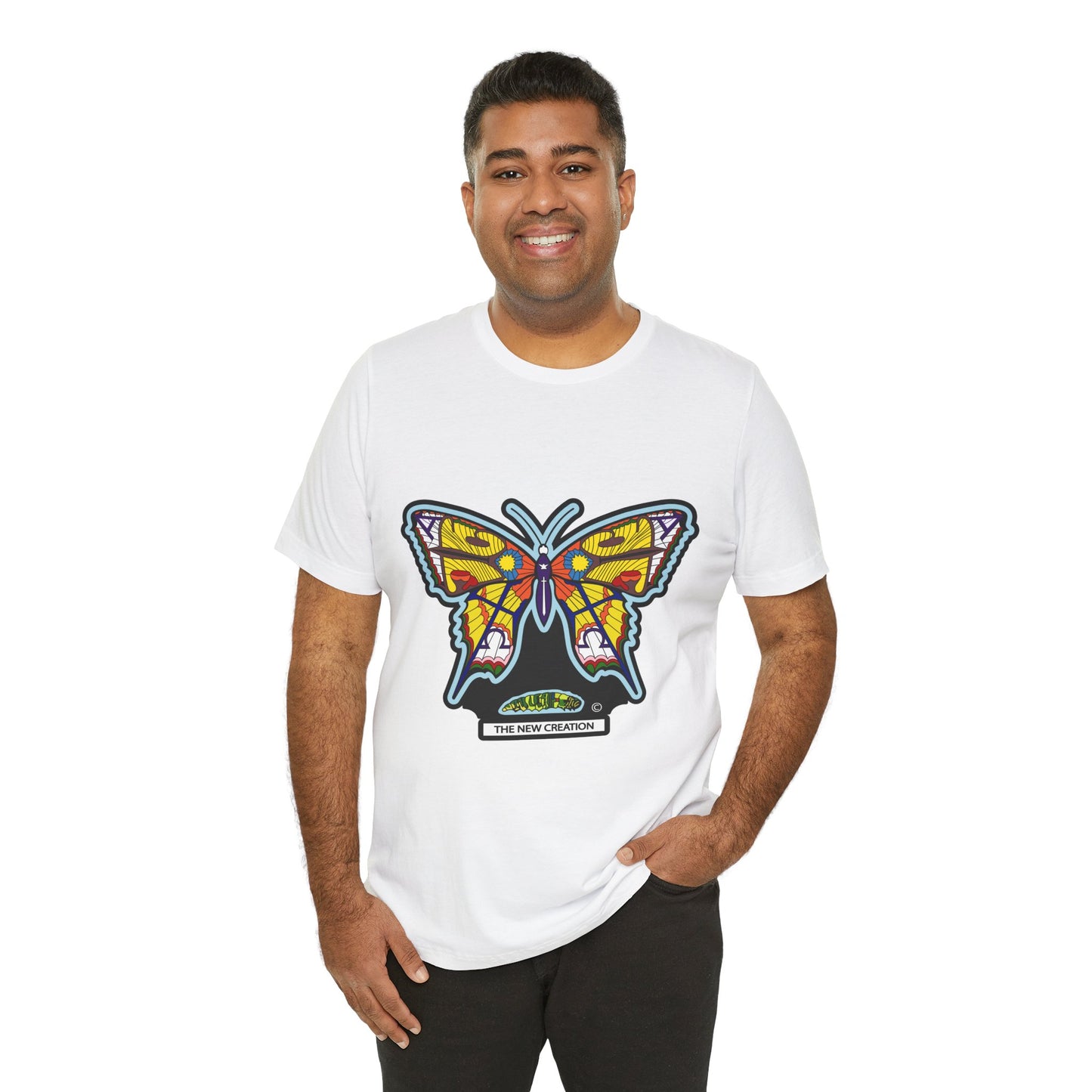 Colorful Butterfly Graphic Tee, Men's