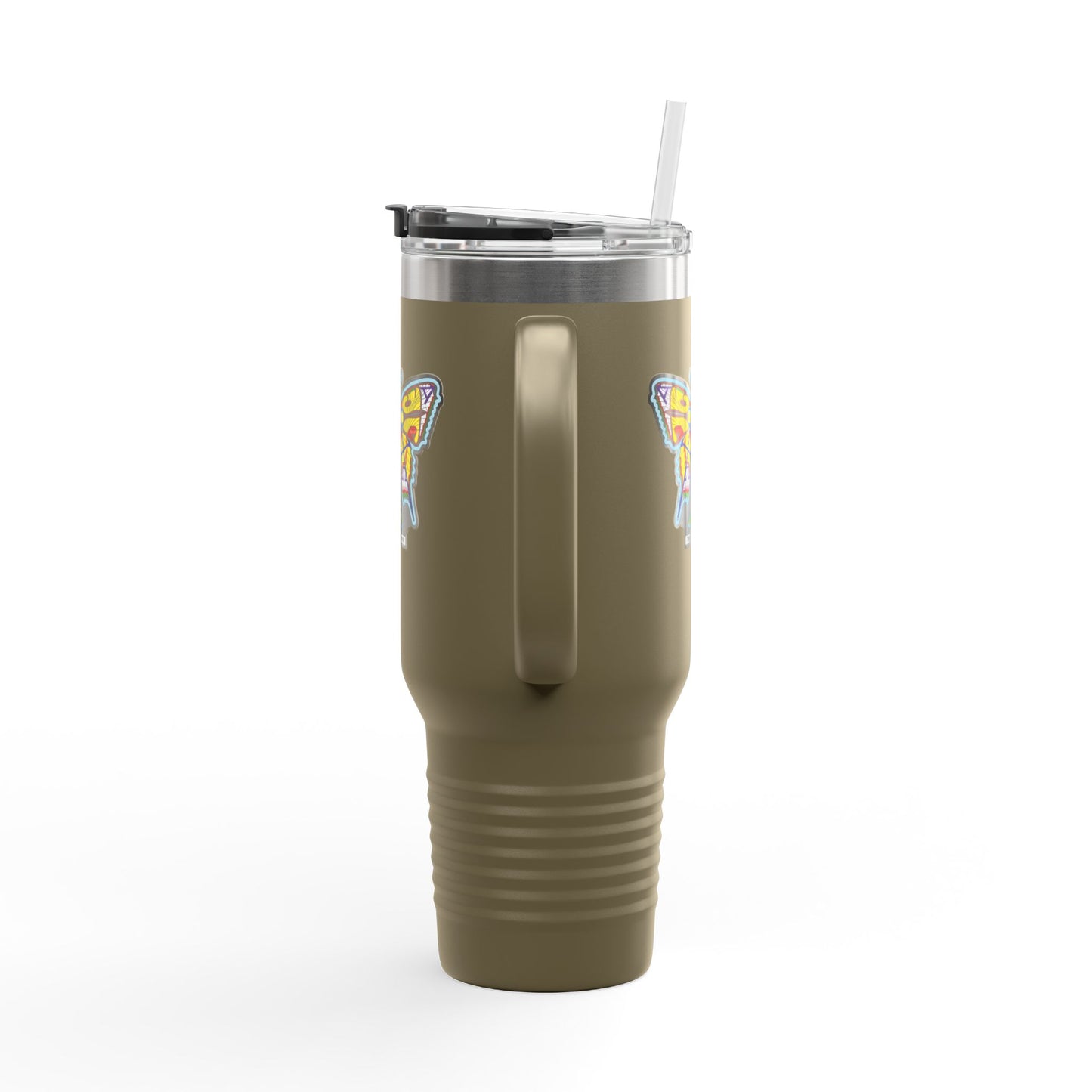 Butterfly Insulated Travel Mug – 40oz Stainless Steel Tumbler with Straw & Bold Symbol