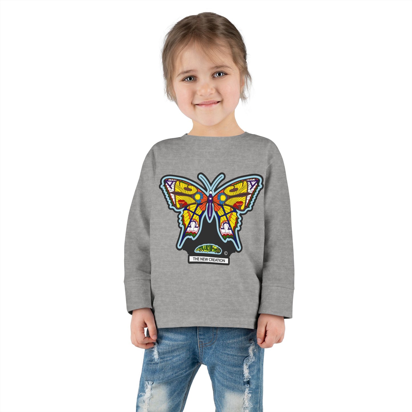 Butterfly Toddler Long Sleeve Tee – Soft Cotton Shirt with Symbolic Graphic for Everyday Play
