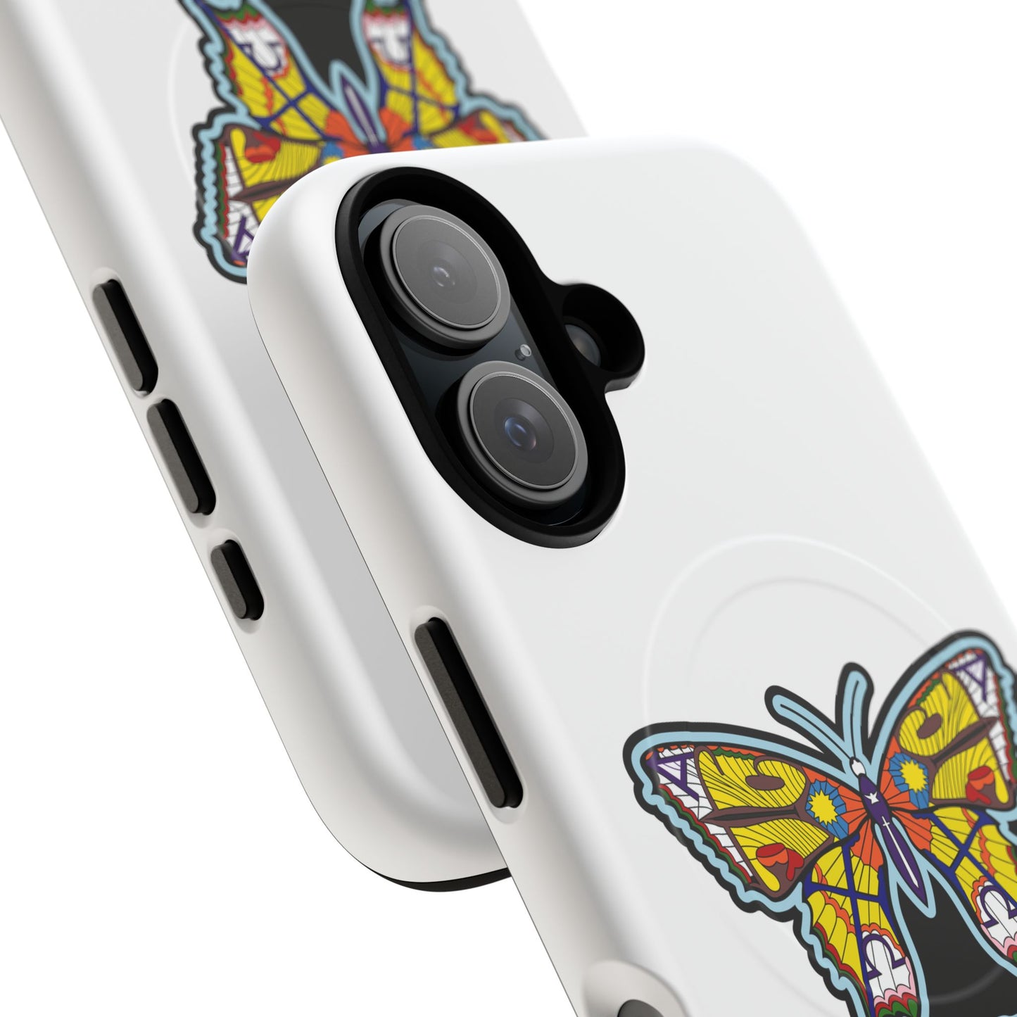 Butterfly Mosaic Magnetic Tough Phone Case — Protective iPhone Cover with Colorful Stained-Glass Design