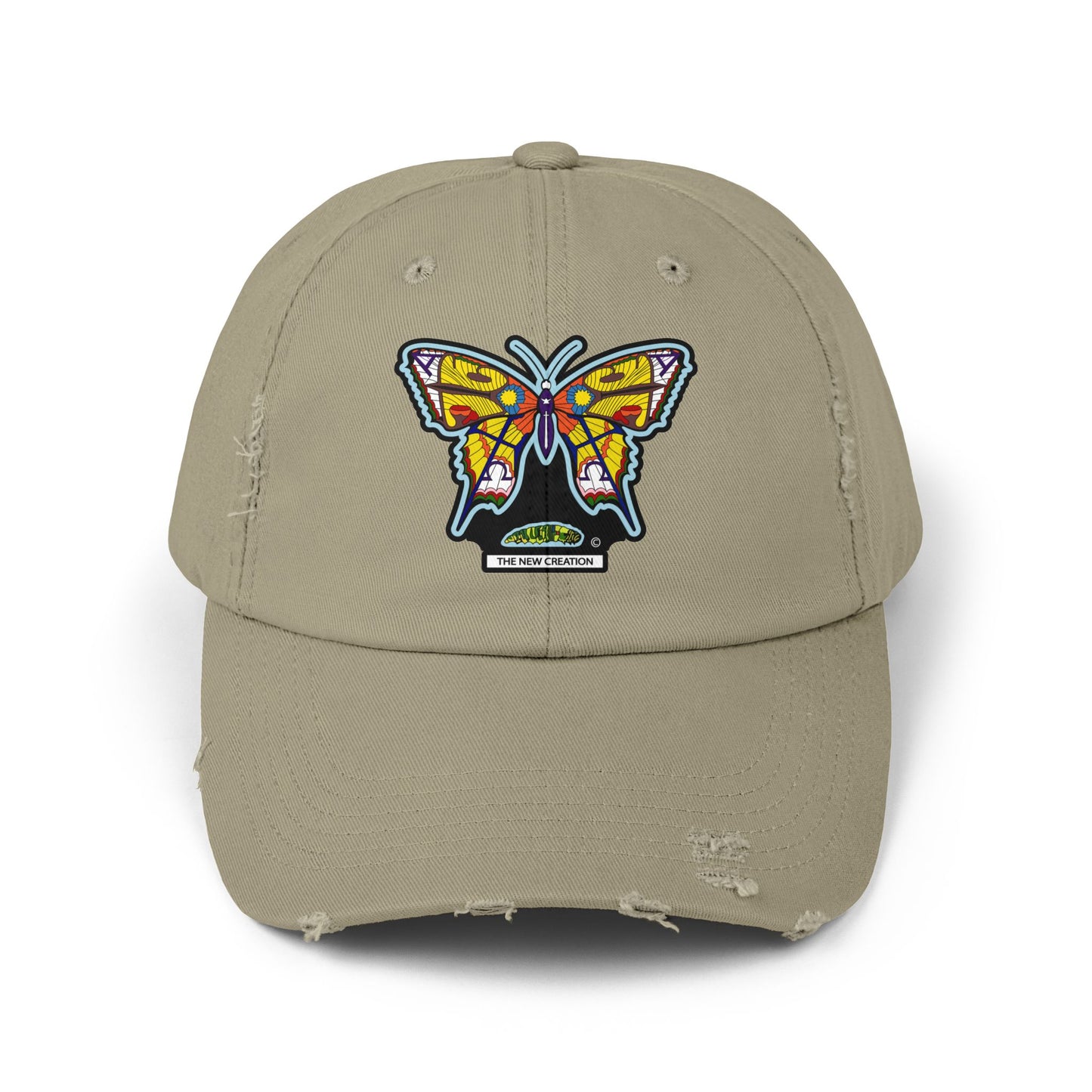 Butterfly Distressed Cap – Vintage-Style Cotton Hat with Symbolic Embroidery