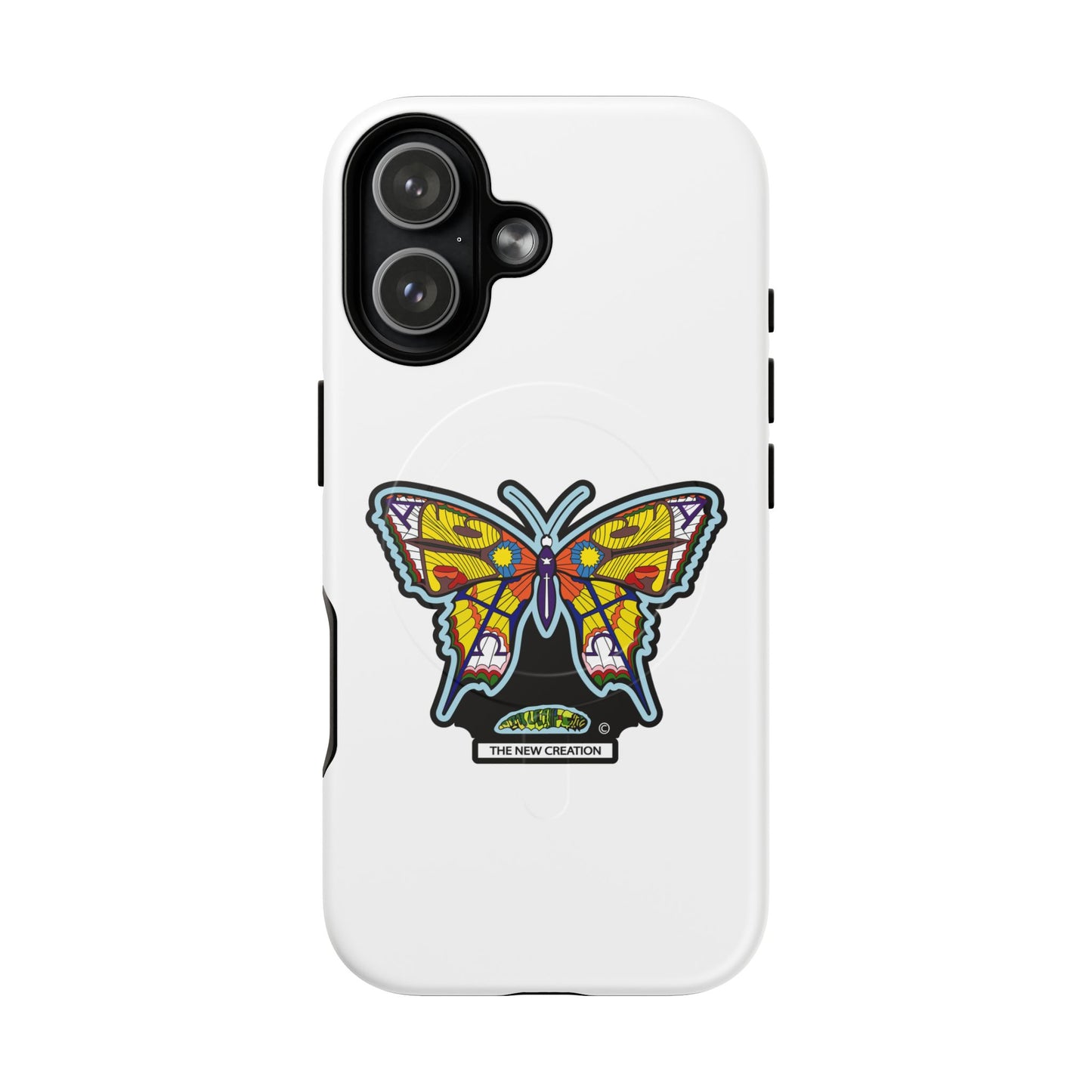 Butterfly Mosaic Magnetic Tough Phone Case — Protective iPhone Cover with Colorful Stained-Glass Design