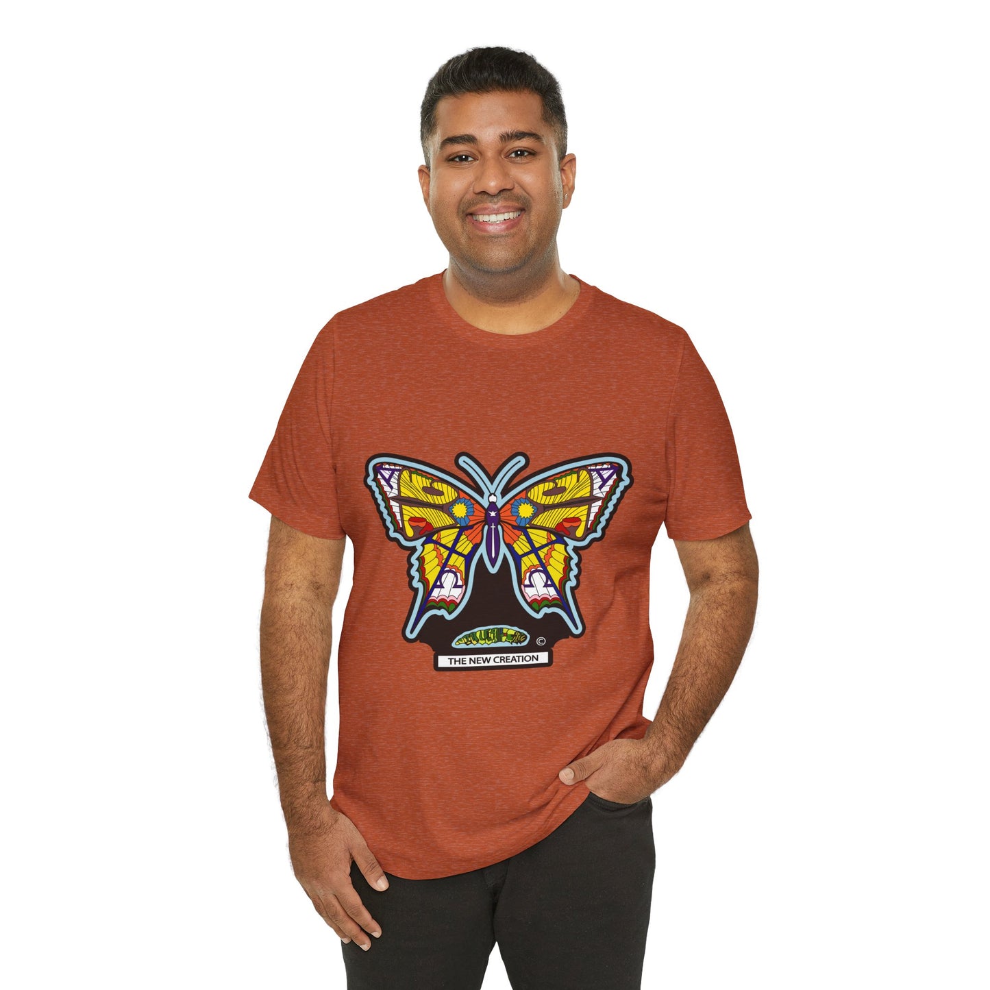 Colorful Butterfly Graphic Tee, Men's