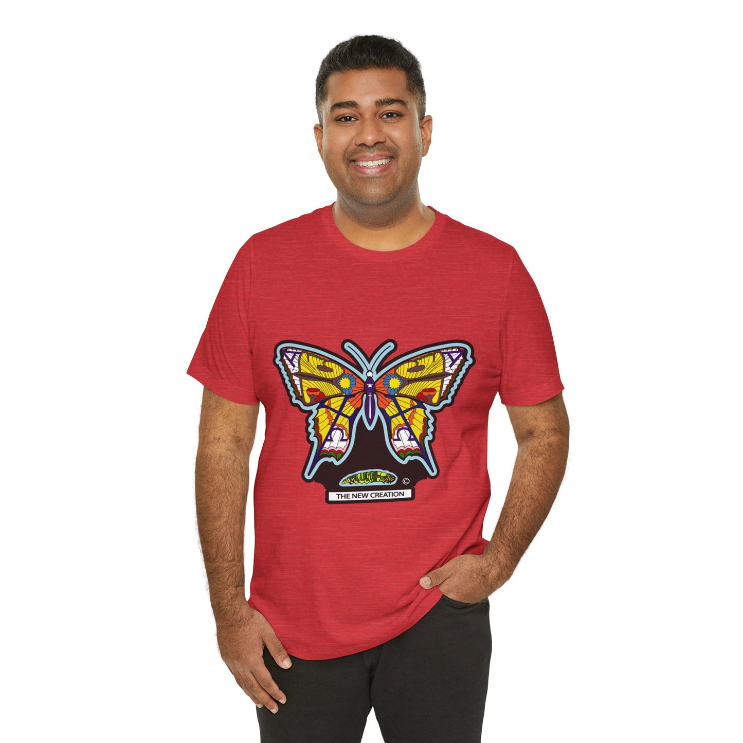 Colorful Butterfly Graphic Tee, Men's