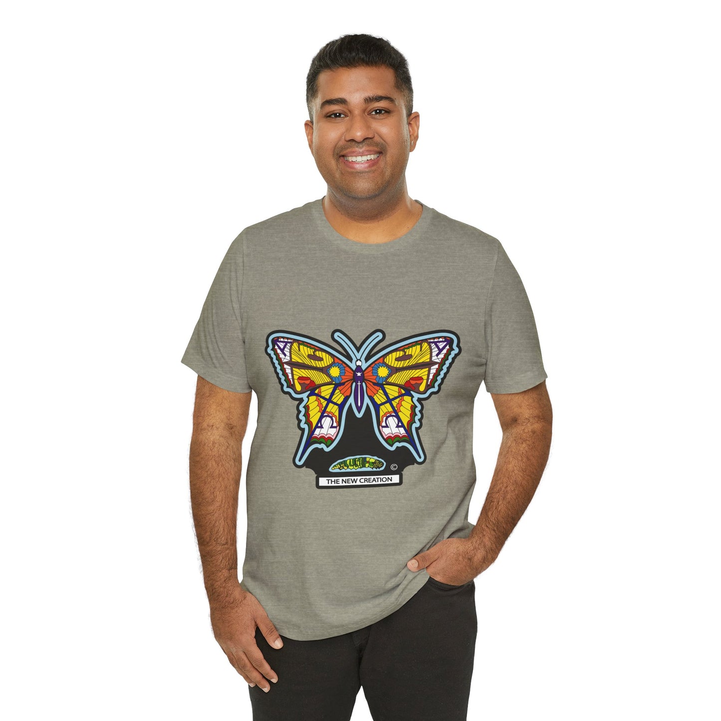 Colorful Butterfly Graphic Tee, Men's
