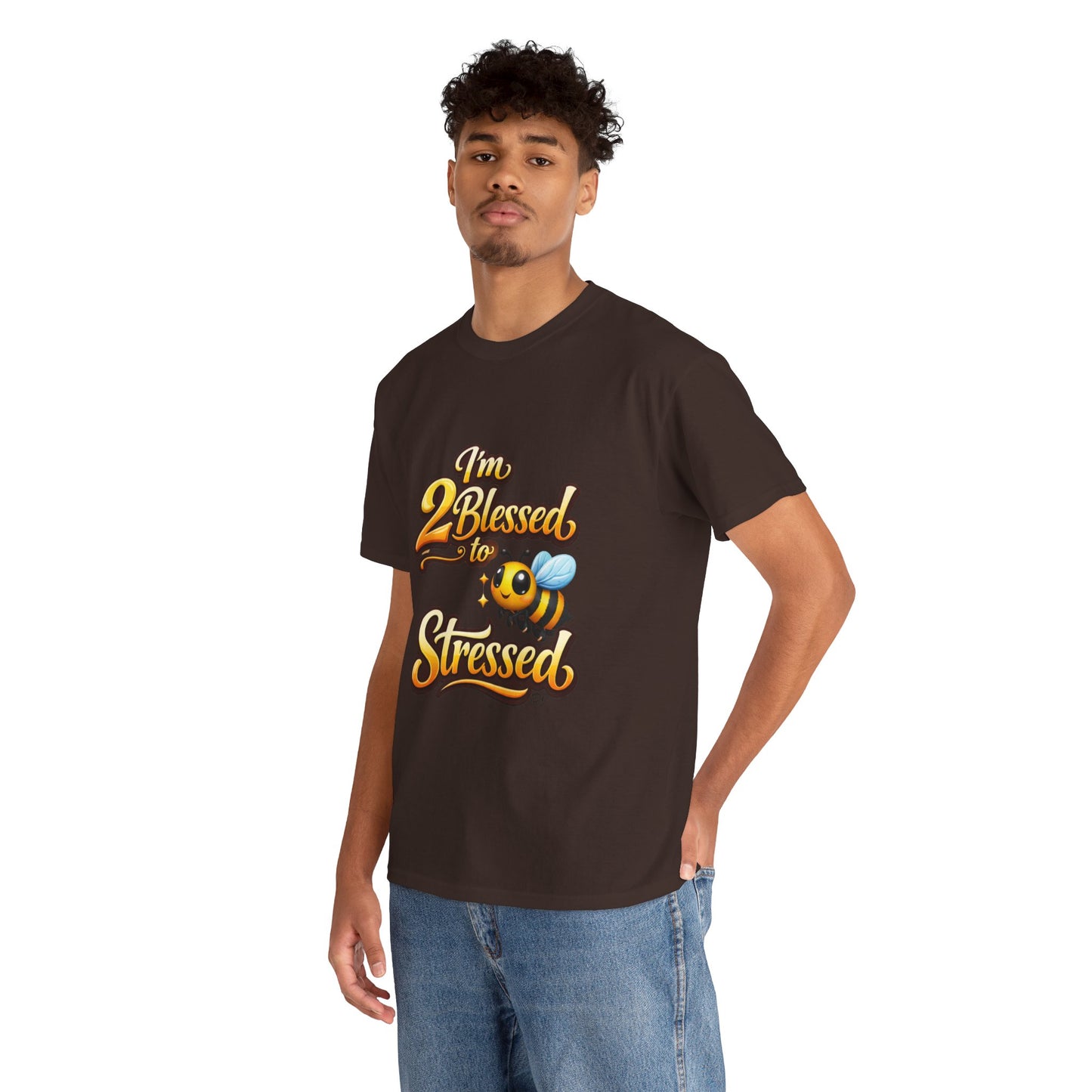 I'm 2 Blessed 2 Be Stressed Graphic Tee - Funny Inspirational Christian Shirt