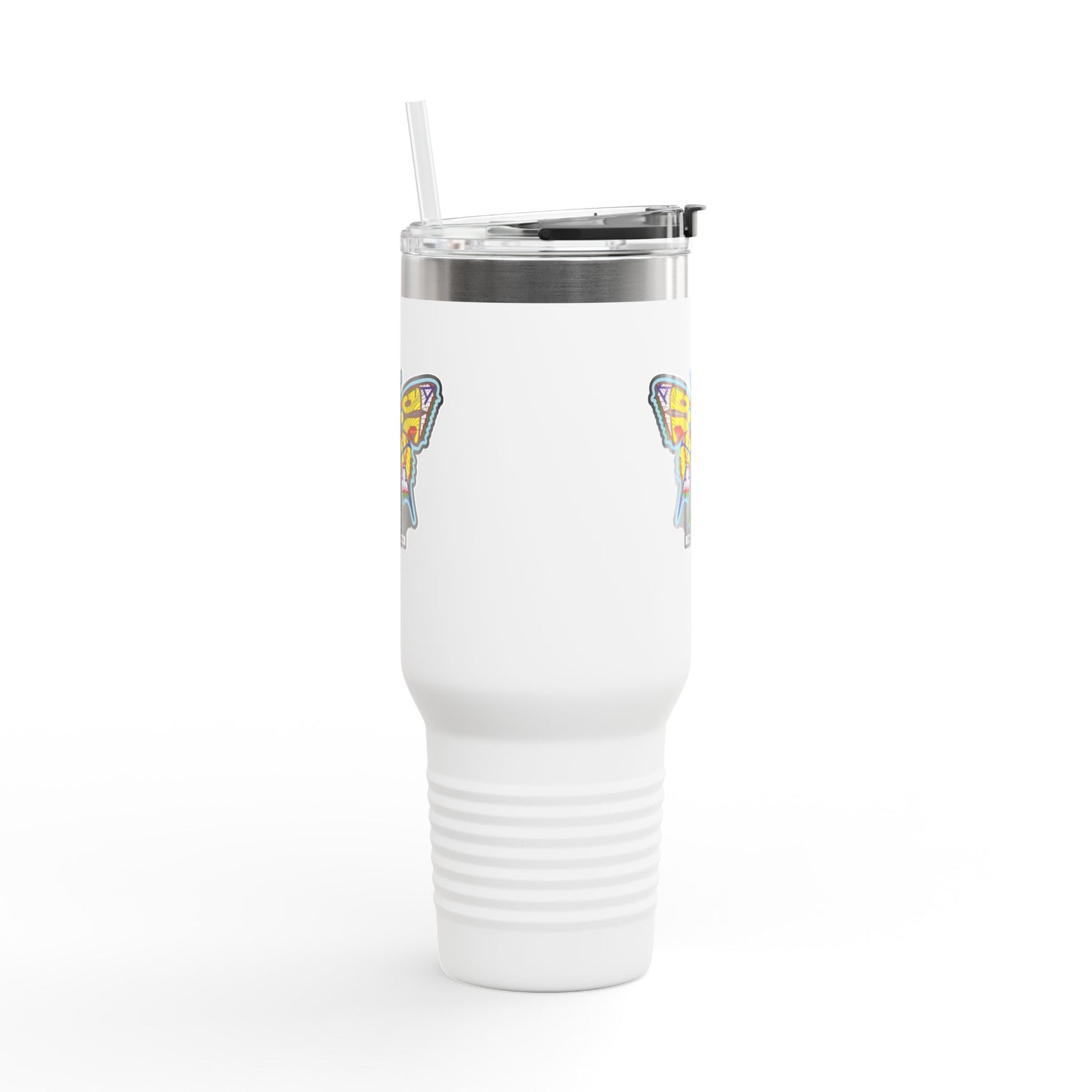 Butterfly Insulated Travel Mug – 40oz Stainless Steel Tumbler with Straw & Bold Symbol