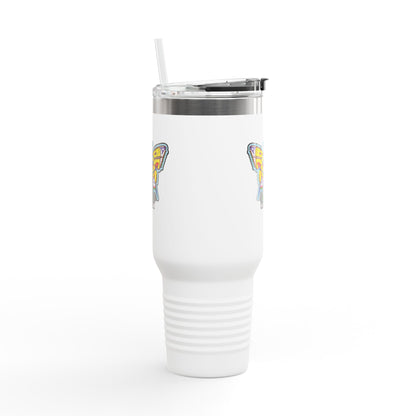 Butterfly Insulated Travel Mug – 40oz Stainless Steel Tumbler with Straw & Bold Symbol