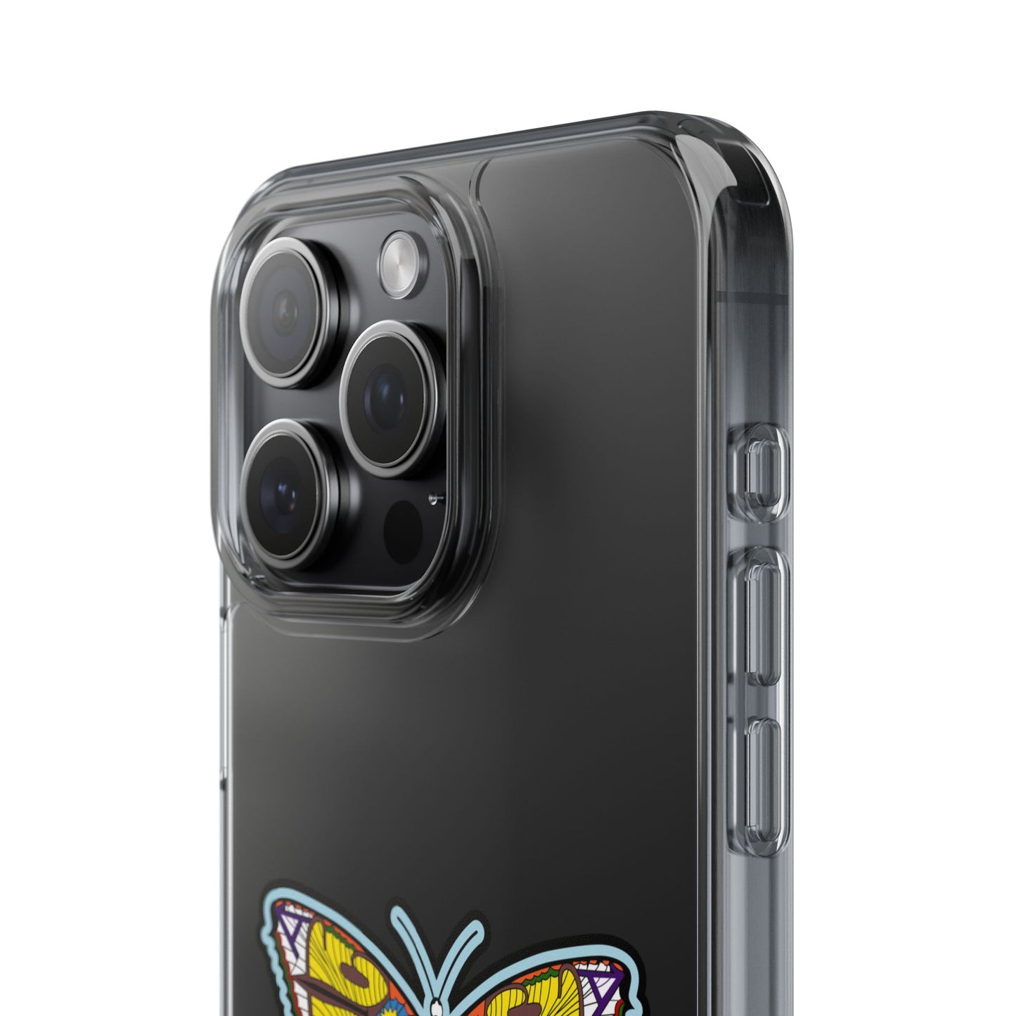 Colorful Butterfly Clear Phone Case – Sleek Transparent Cover, Artistic Print, Lightweight Shockproof Design