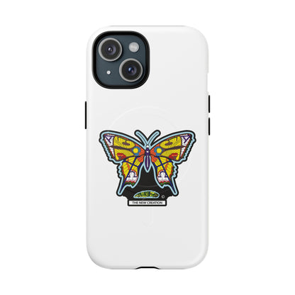 Butterfly Mosaic Magnetic Tough Phone Case — Protective iPhone Cover with Colorful Stained-Glass Design