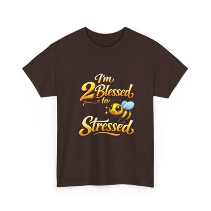 I'm 2 Blessed 2 Be Stressed Graphic Tee - Funny Inspirational Christian Shirt